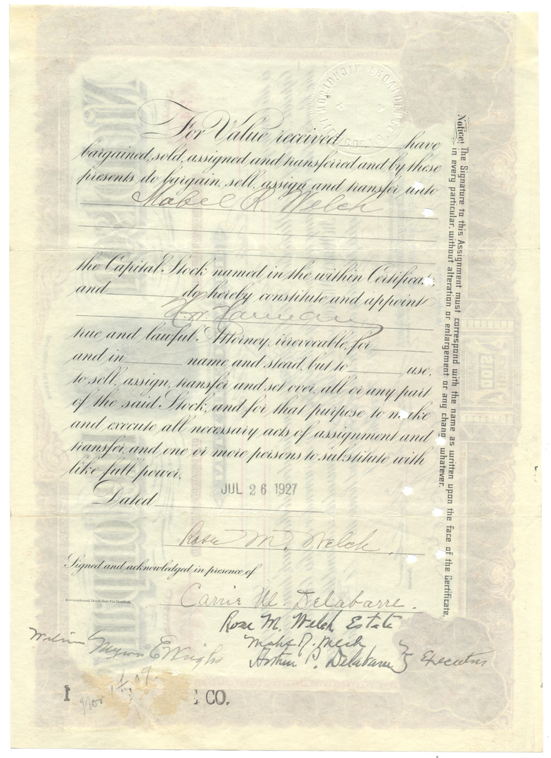 Nicholson File Company Stock Certificate