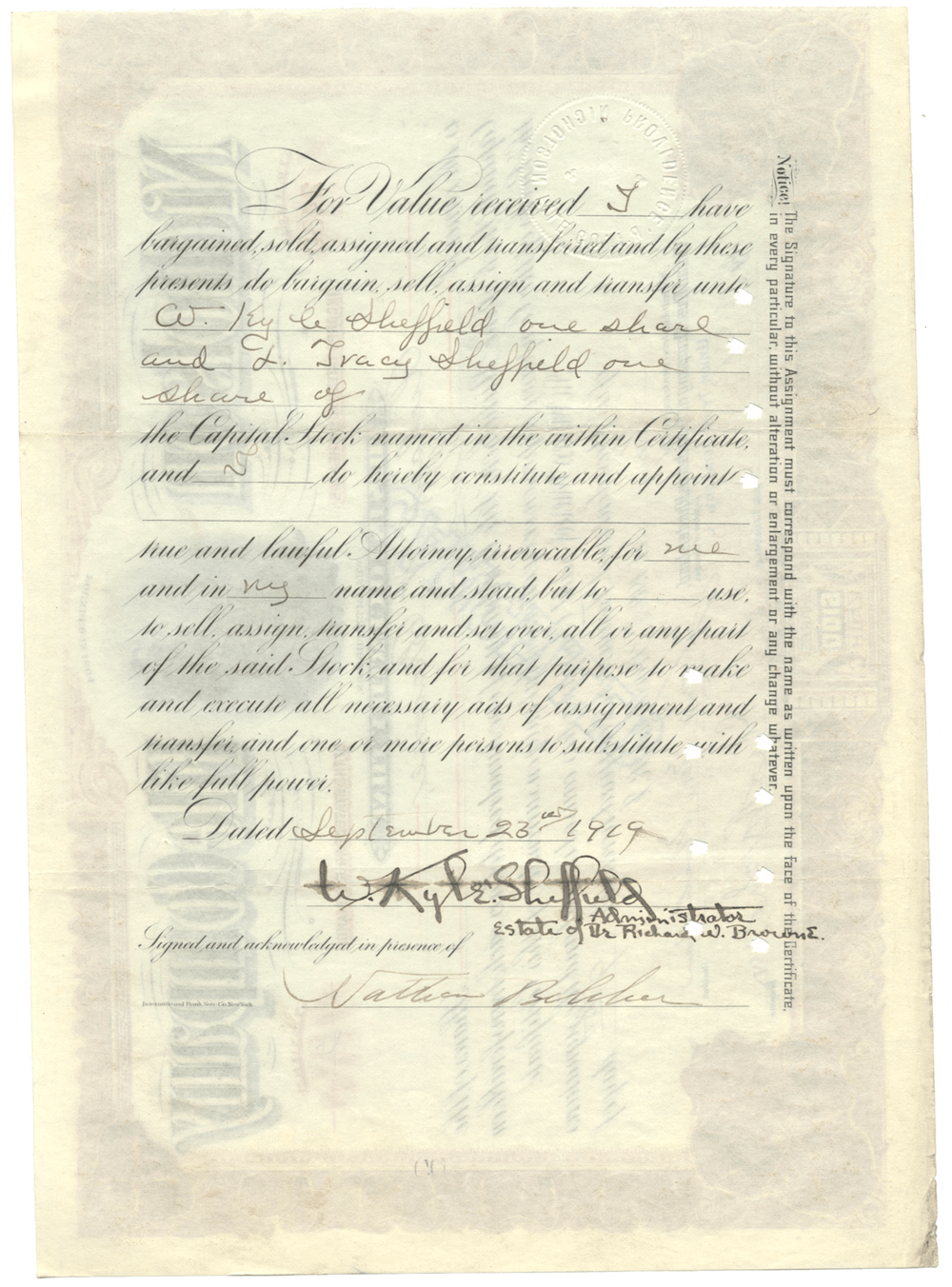 Nicholson File Company Stock Certificate