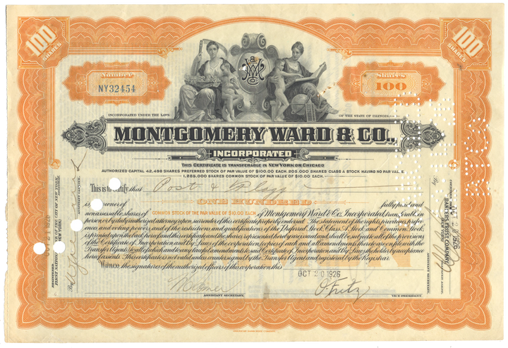 Montgomery Ward & Co., Incorporated Stock Certificate