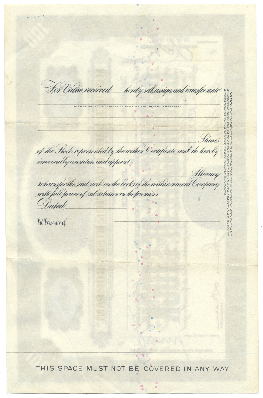 Mother Lode Coalition Mines Company Stock Certificate