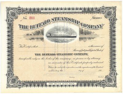 Buffalo Steamship Company Stock Certificate