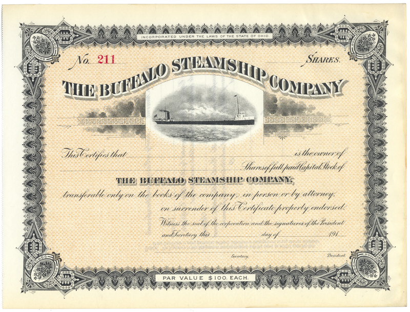 Buffalo Steamship Company Stock Certificate
