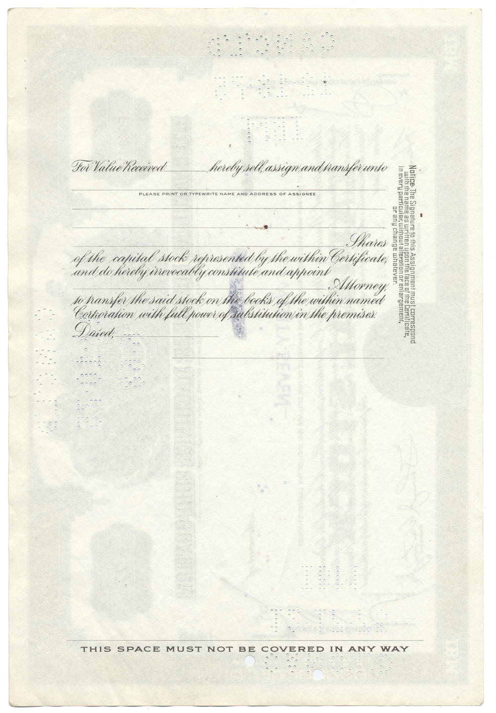 International Business Machines Corporation Stock Certificate