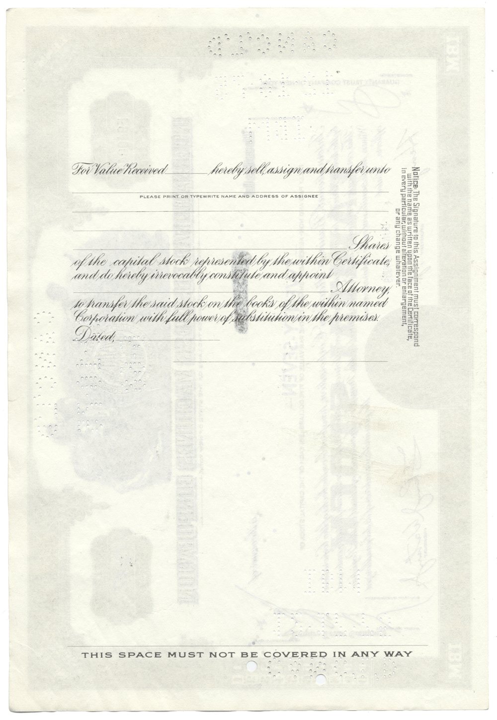 International Business Machines Corporation Stock Certificate