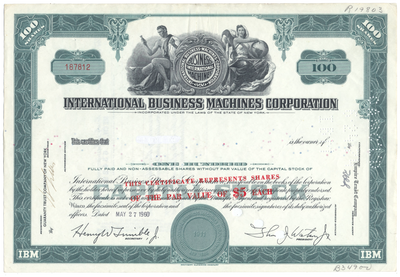 International Business Machines Corporation Stock Certificate
