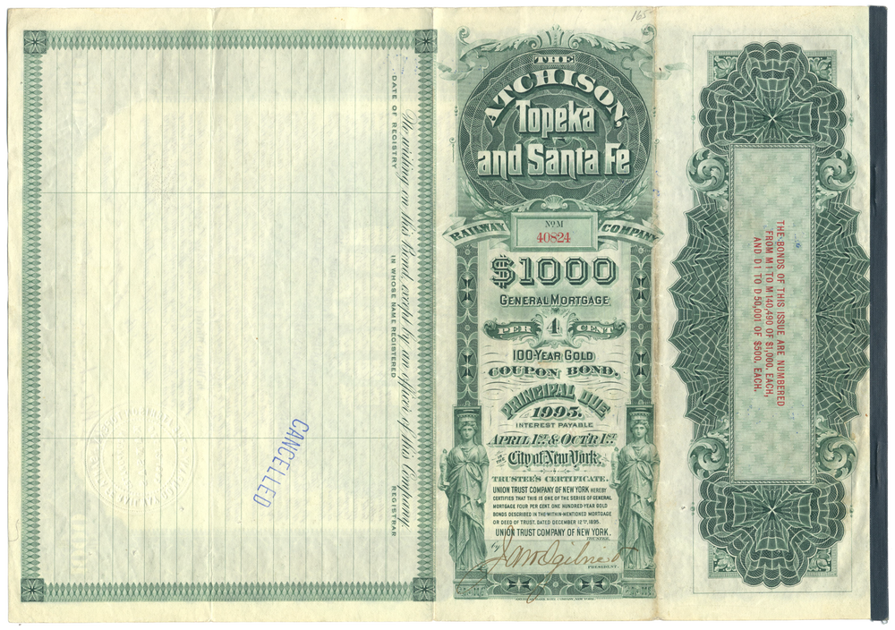 Atchison, Topeka and Santa Fe Railway Company Bond Certificate