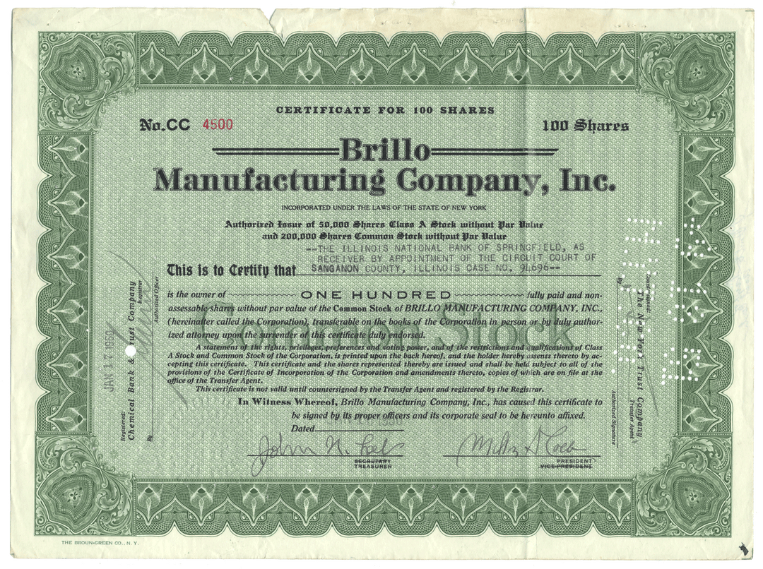 Brillo Manufacturing Company, Inc. (Signed by Inventor Milton Loeb)