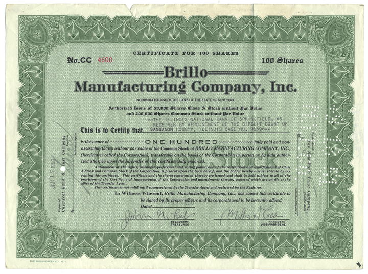 Brillo Manufacturing Company, Inc. (Signed by Inventor Milton Loeb)
