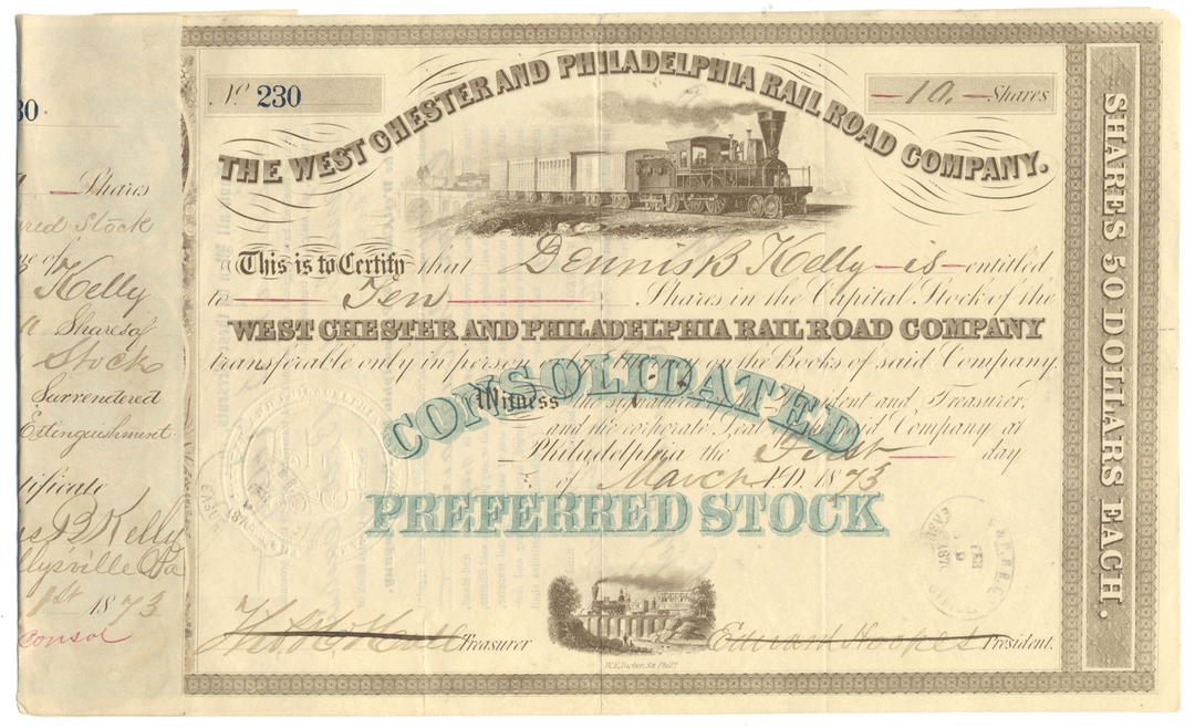 West Chester and Philadelphia Rail Road Company dated 1873