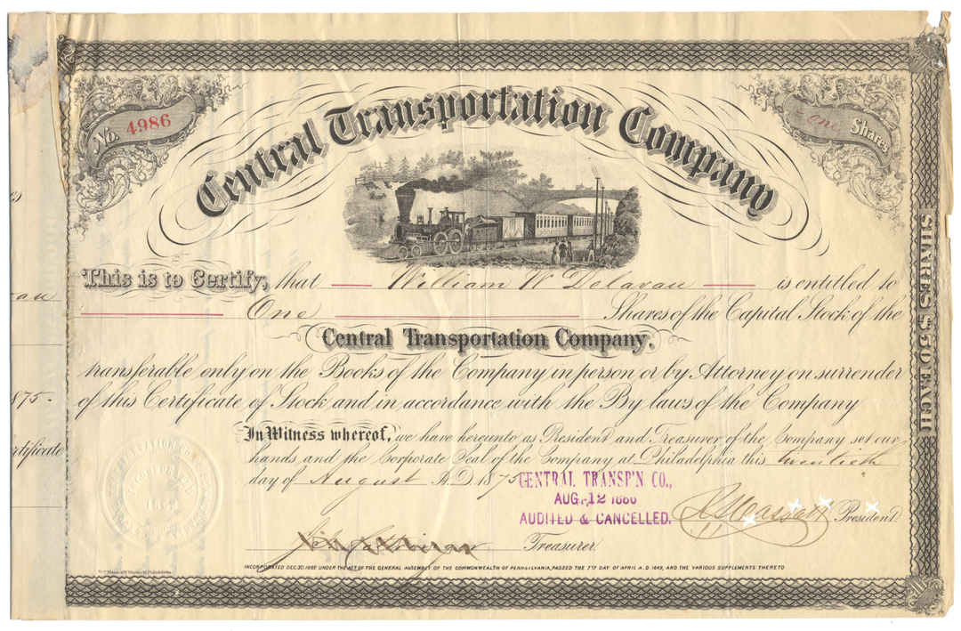 Central Transportation Company Stock Certificate