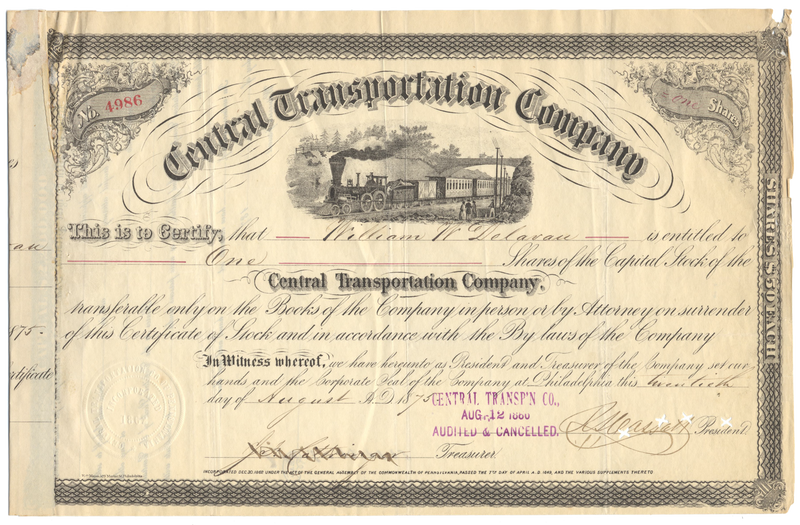 Central Transportation Company Stock Certificate