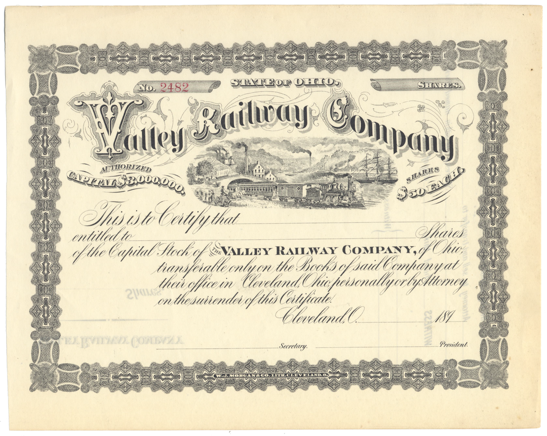 Valley Railway Company Stock Certificate