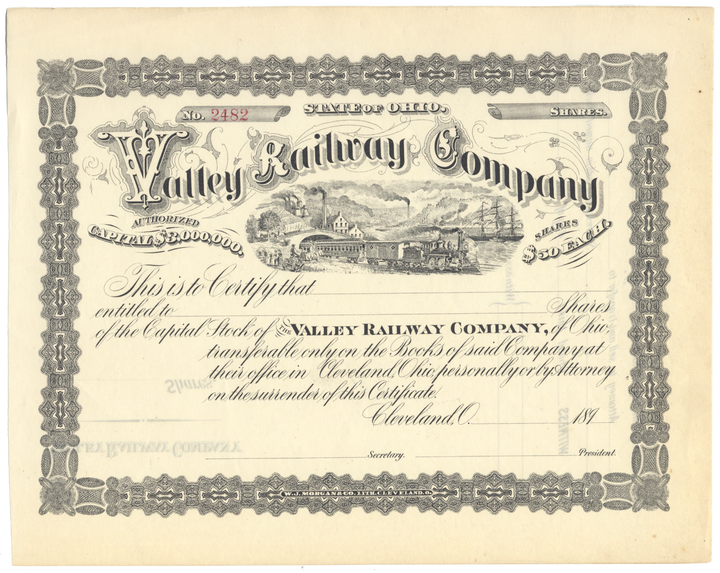 Valley Railway Company Stock Certificate