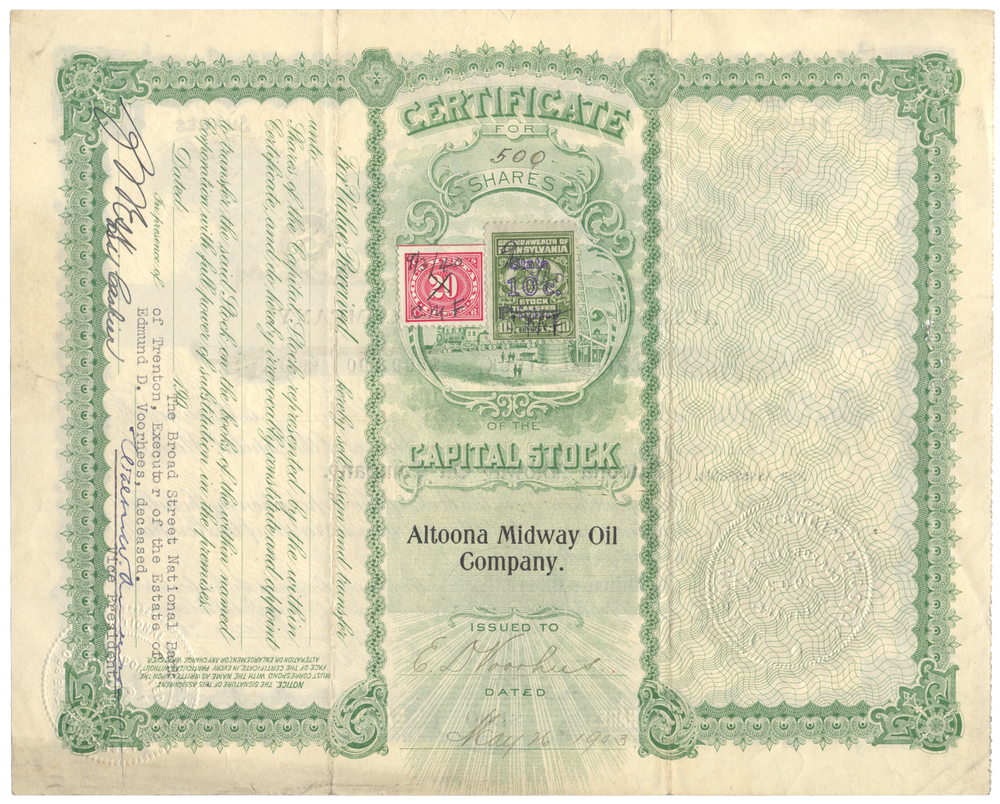 Altoona Midway Oil Company Stock Certificate