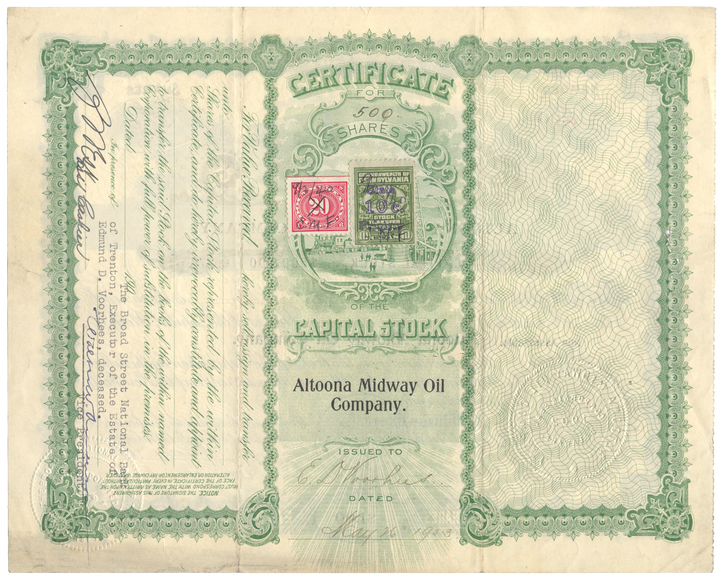 Altoona Midway Oil Company Stock Certificate