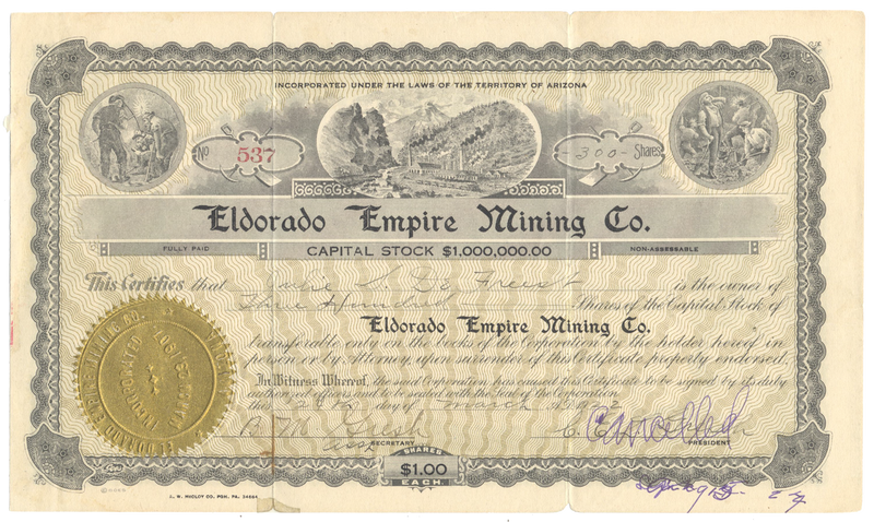 Eldorado Empire Mining Co. Stock Certificate