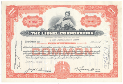 Lionel Corporation Stock Certificate