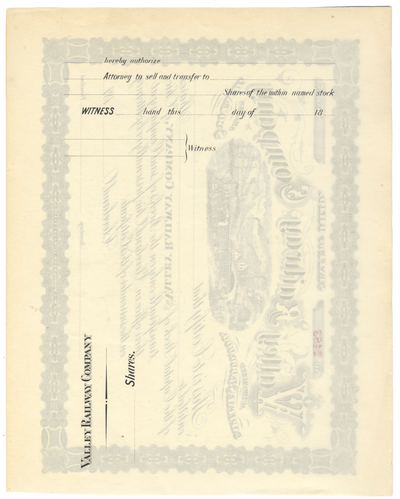 Valley Railway Company Stock Certificate
