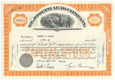 St. Joseph Lead Company Stock Certificate