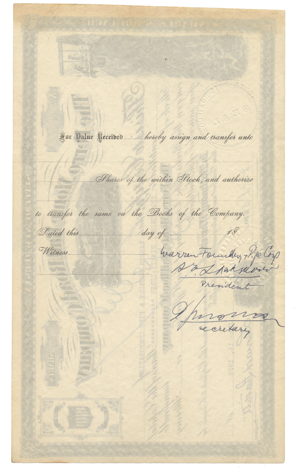 Ferro Monte Rail Road Company Stock Certificate