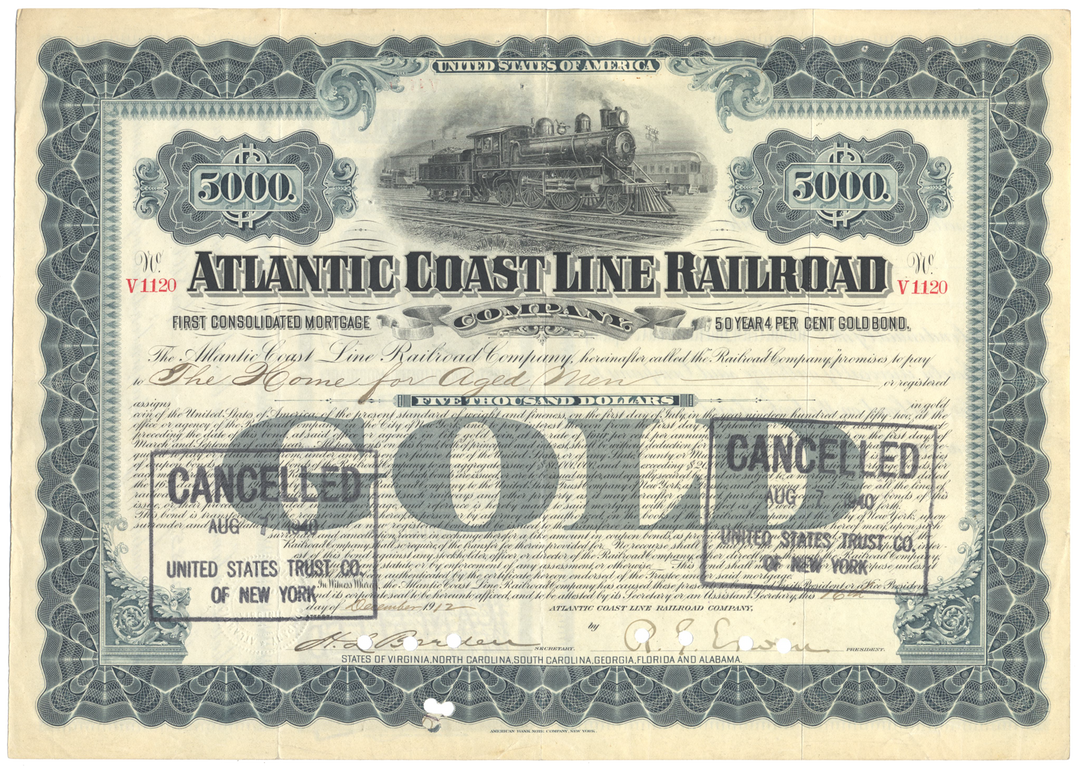 Atlantic Coast Line Railroad Company Bond Certificate