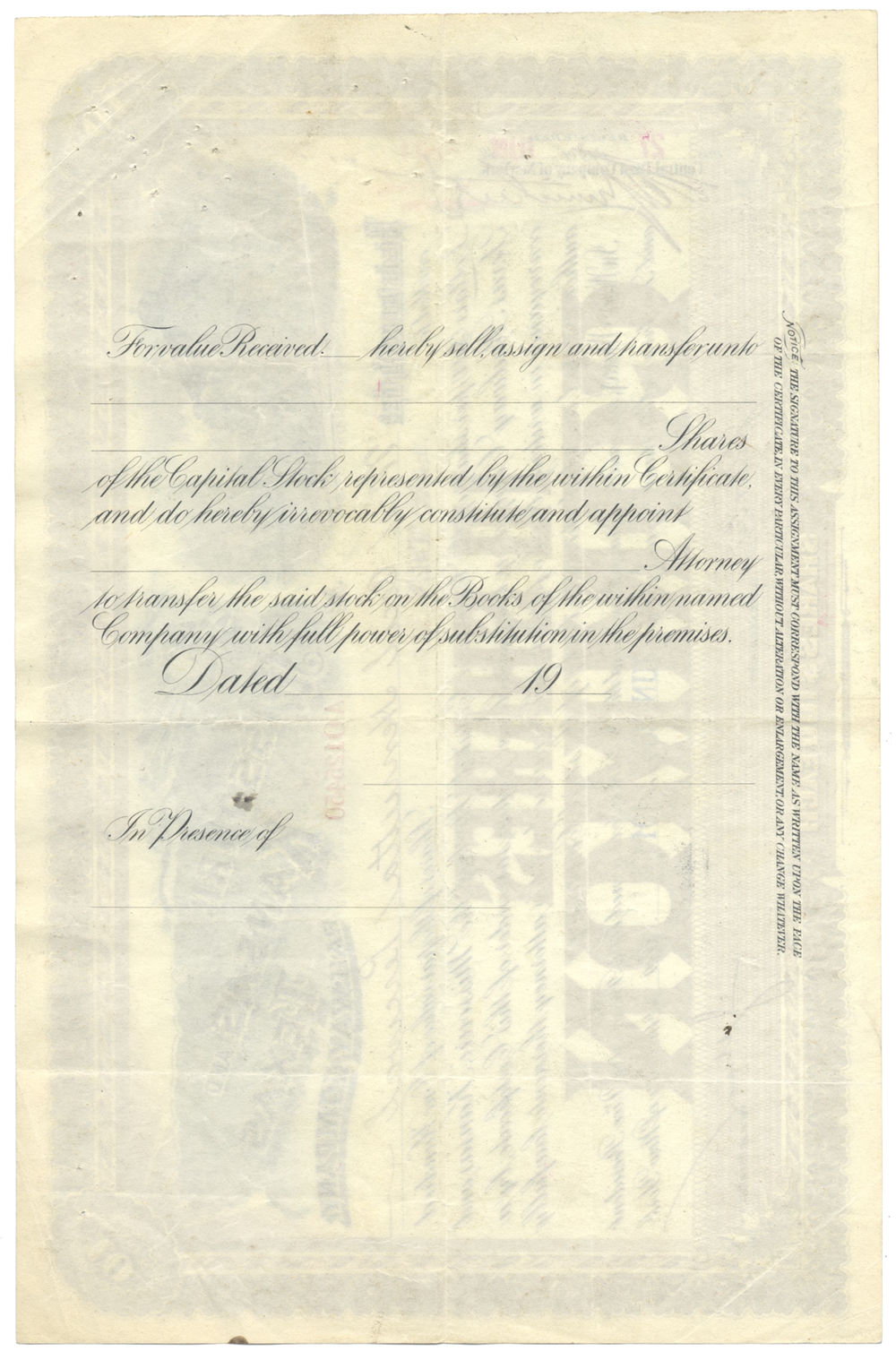 Missouri, Kansas and Texas Railway Company Stock Certificate