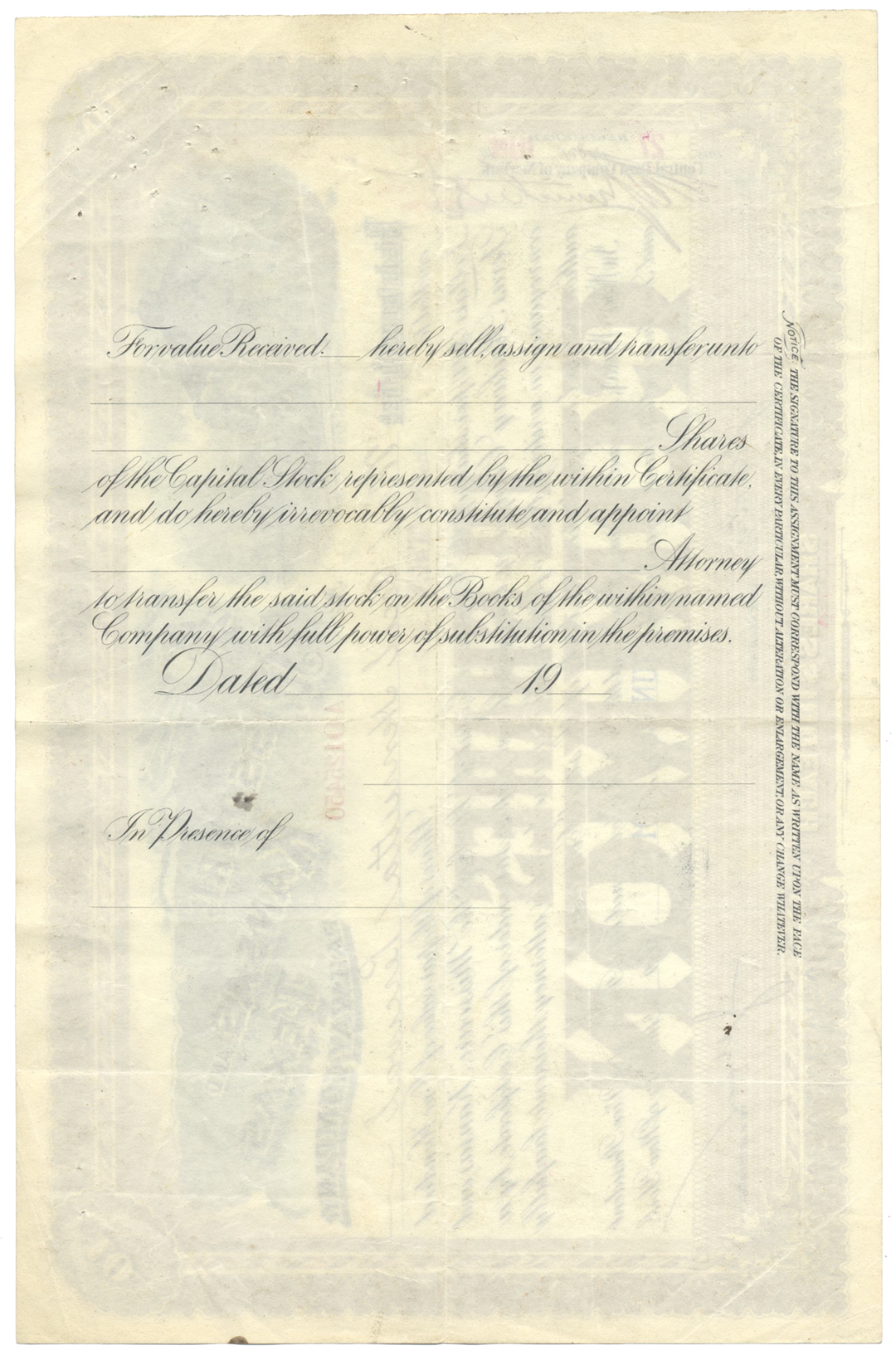 Missouri, Kansas and Texas Railway Company Stock Certificate