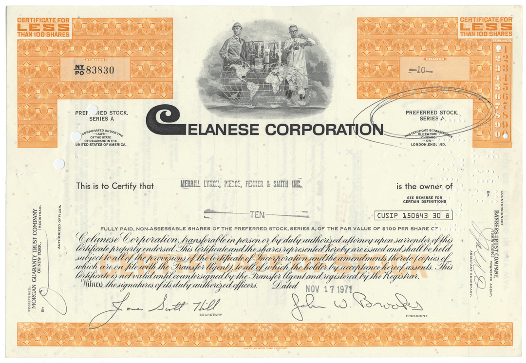 Celanese Corporation Stock Certificate