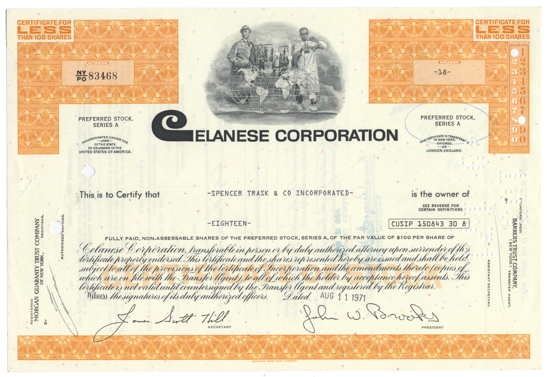 Celanese Corporation Stock Certificate