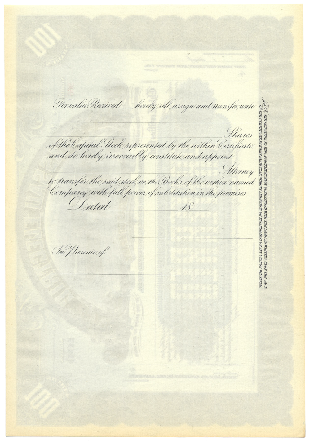 Nassau Electric Railroad Company Stock Certificate