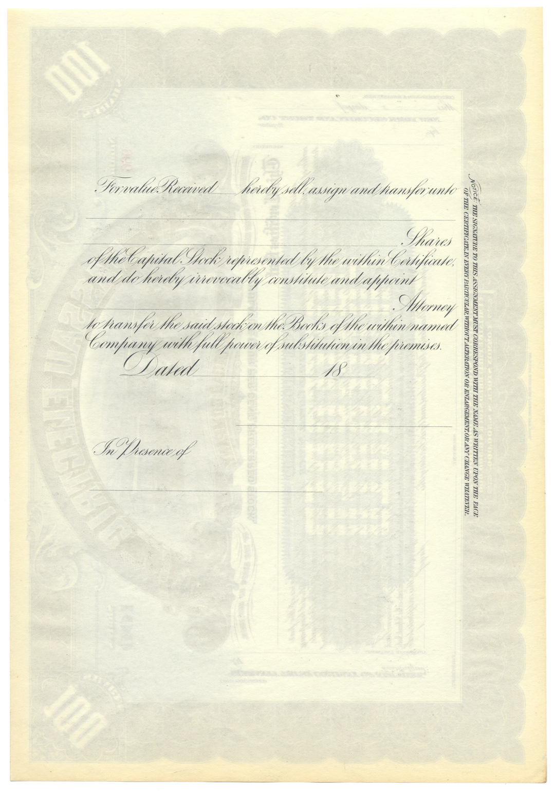 Nassau Electric Railroad Company Stock Certificate