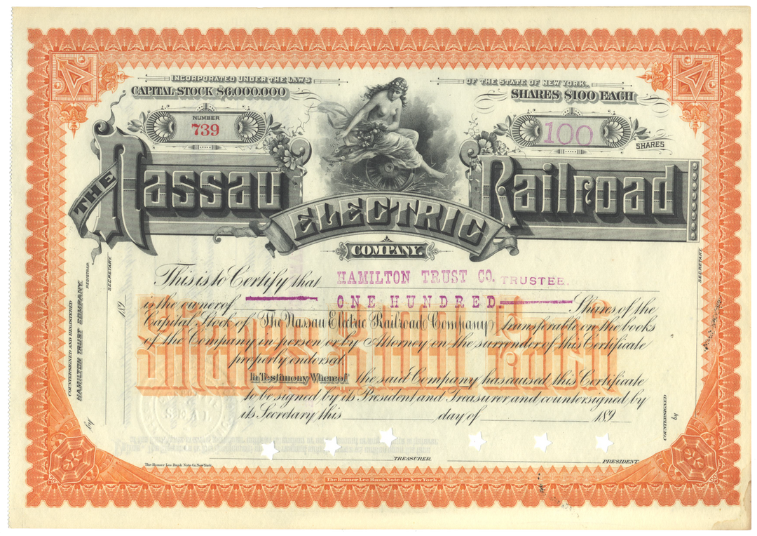 Nassau Electric Railroad Company Stock Certificate