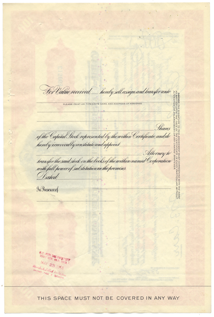 Carr-Consolidated Biscuit Company Stock Certificate