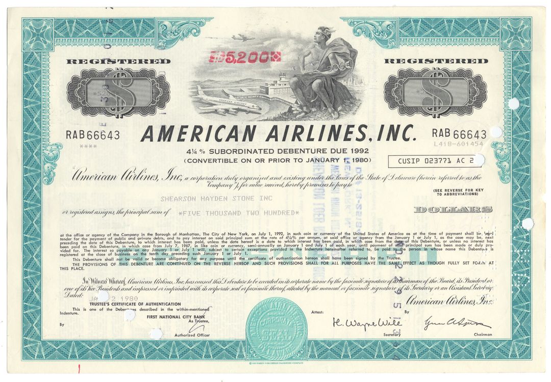 American Airlines, Inc. Bond Certificate