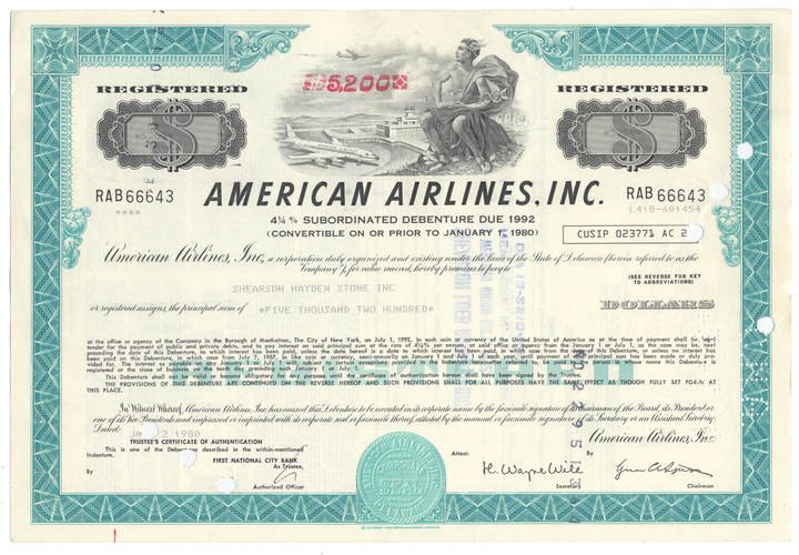 American Airlines, Inc. Bond Certificate