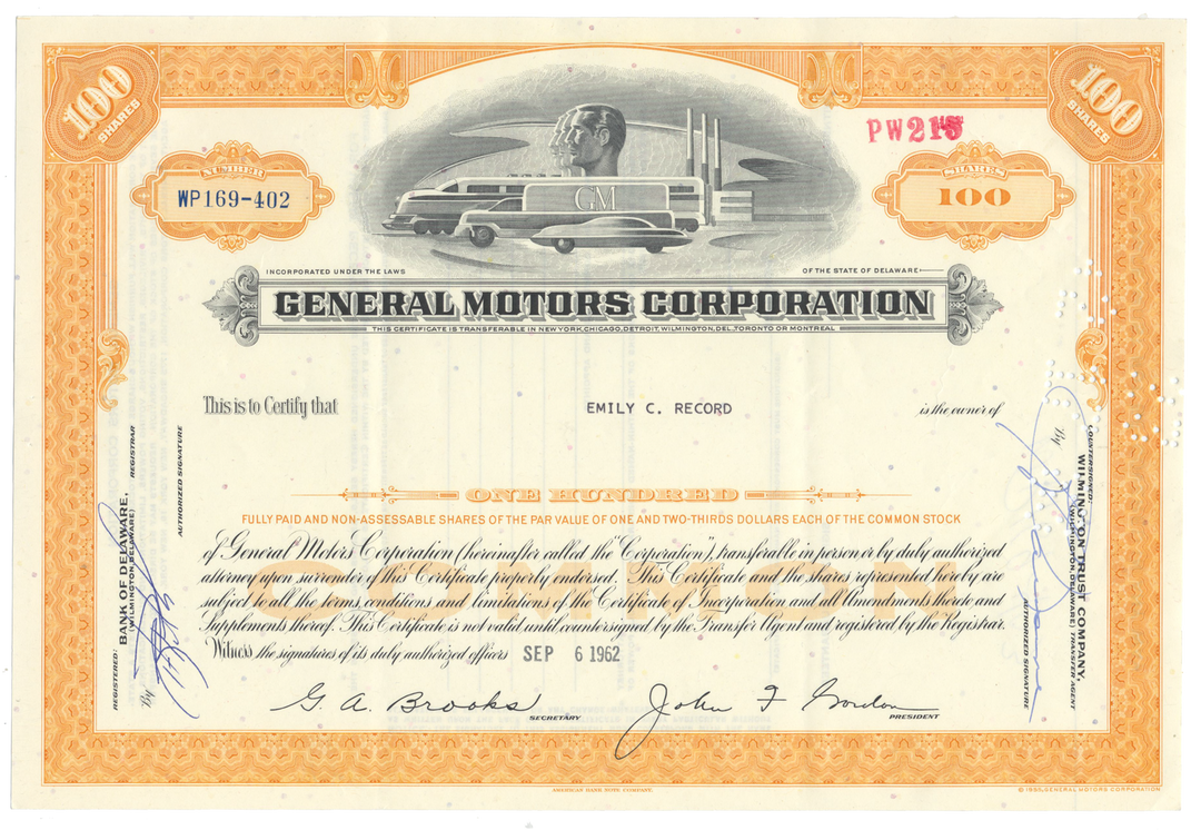 General Motors Stock Certificate