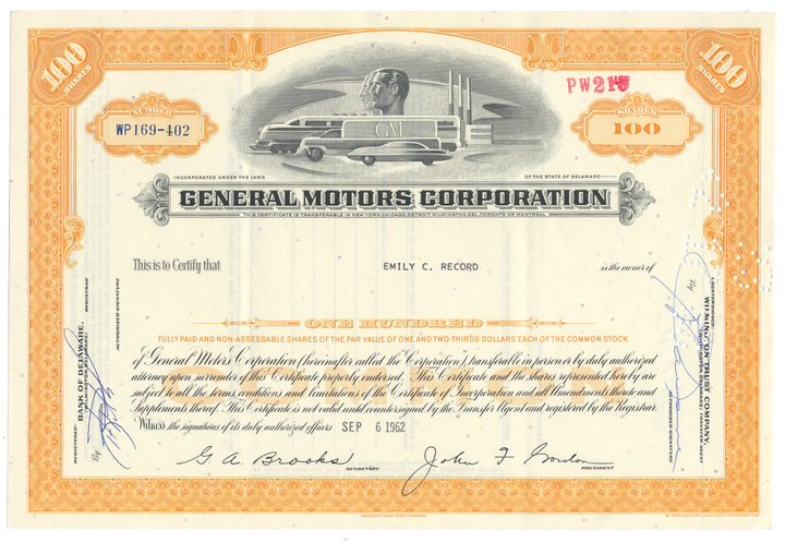 General Motors Stock Certificate