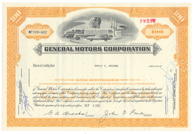 General Motors Stock Certificate