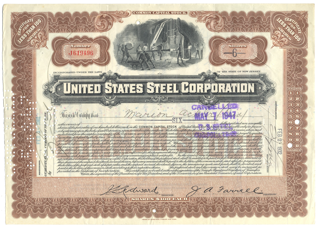 United States Steel Corporation Stock Certificate