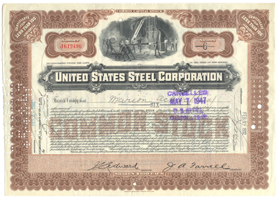 United States Steel Corporation Stock Certificate