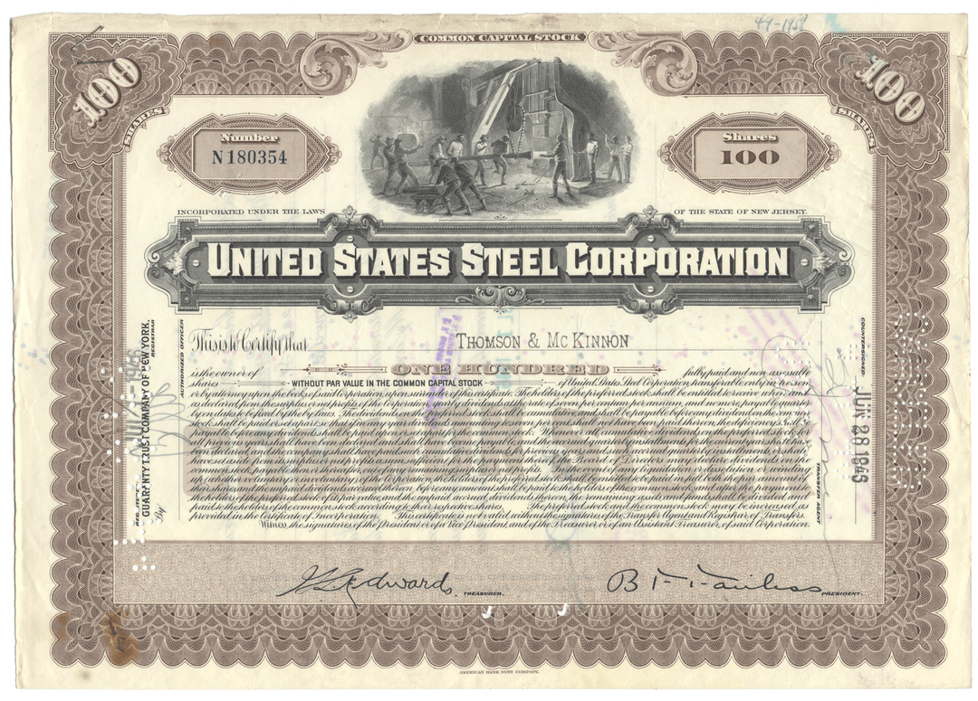 United States Steel Corporation stock certificate from 1946