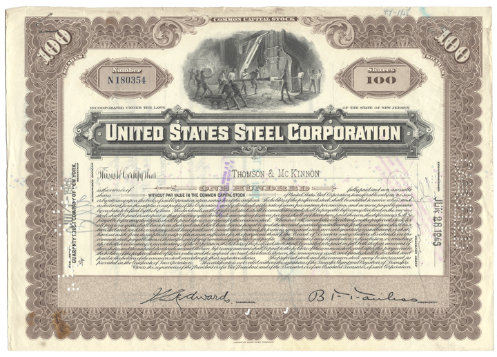 United States Steel Corporation stock certificate from 1946