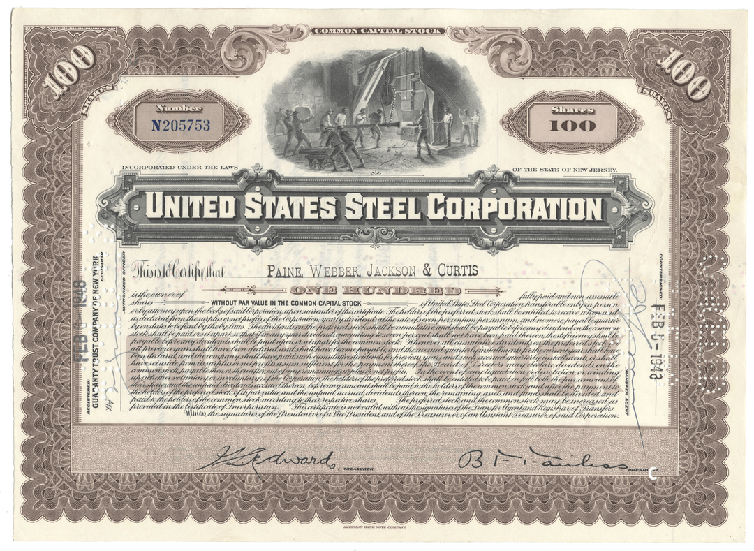 United States Steel Corporation stock certificate from 1948