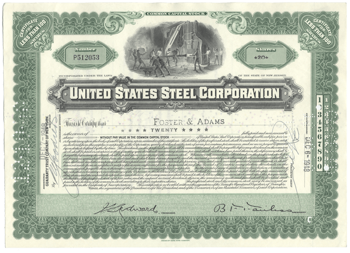 United States Steel Corporation Stock Certificate