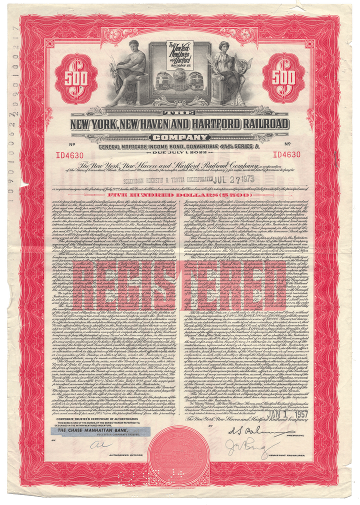 New York, New Haven and Hartford Railroad Company Bond Certificate