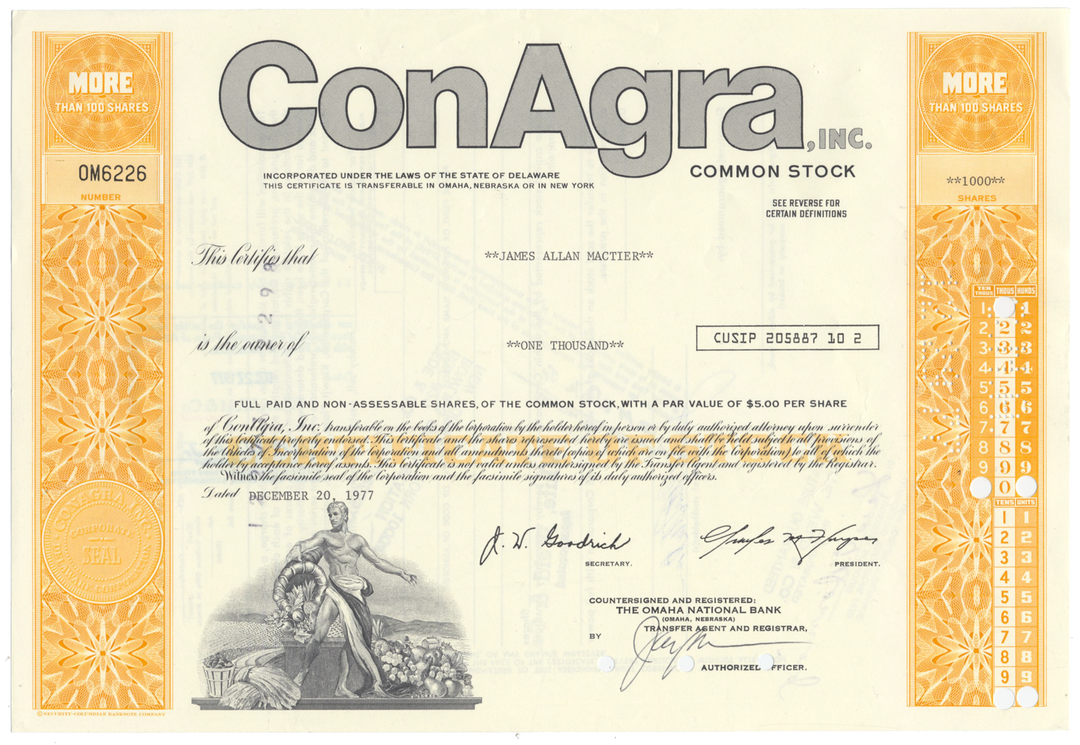 ConAgra, Inc. Stock Certificate