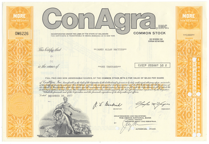 ConAgra, Inc. Stock Certificate