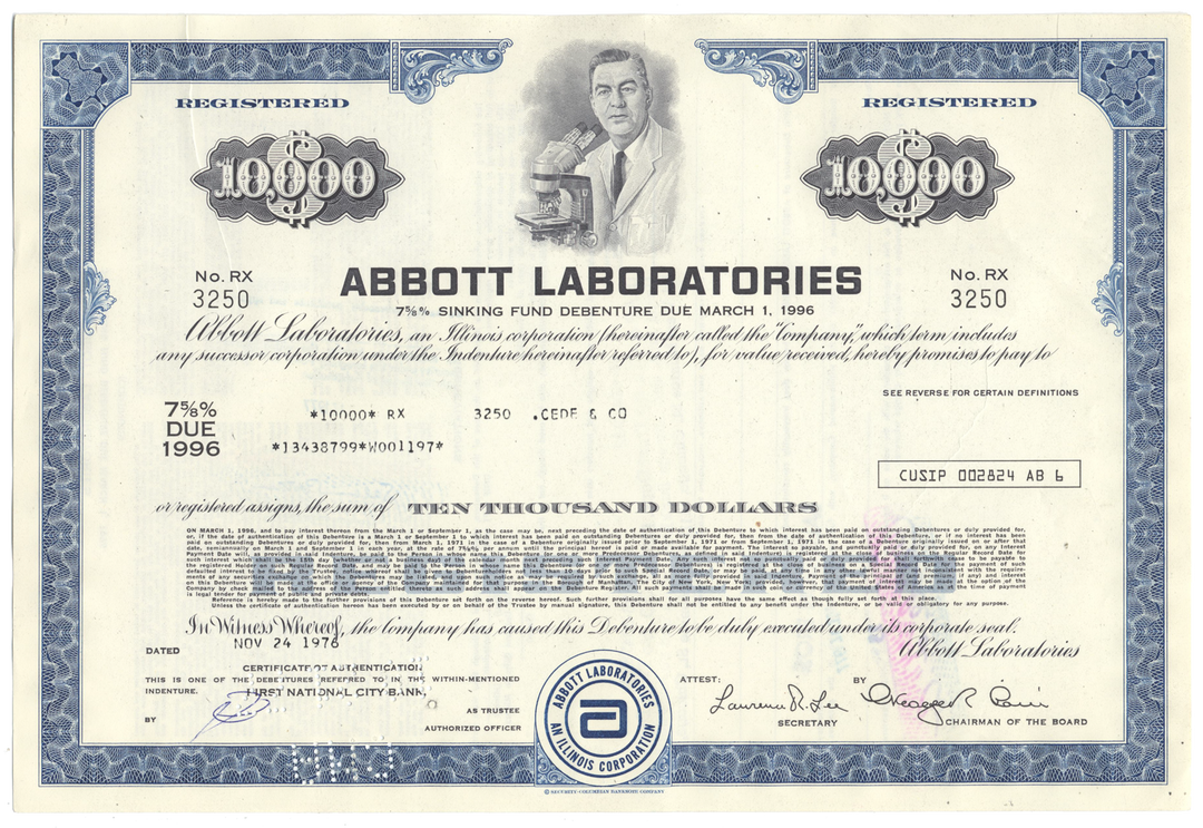 Abbott Laboratories Bond Certificate