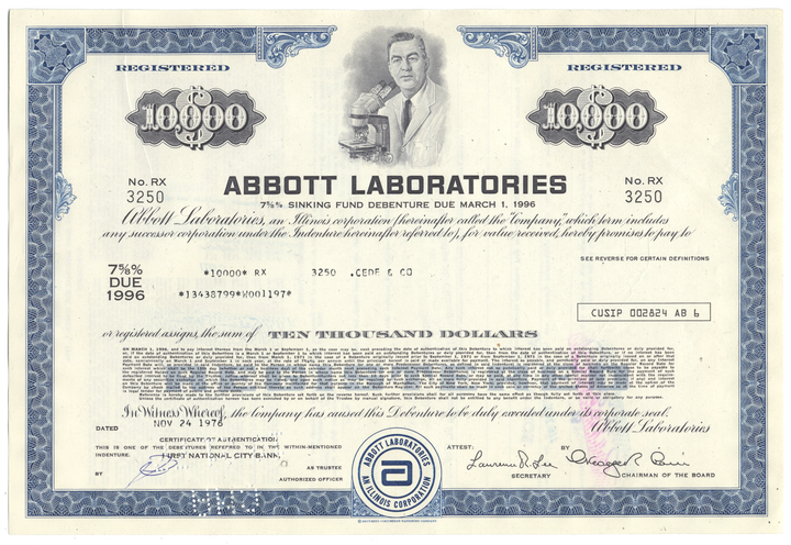 Abbott Laboratories Bond Certificate