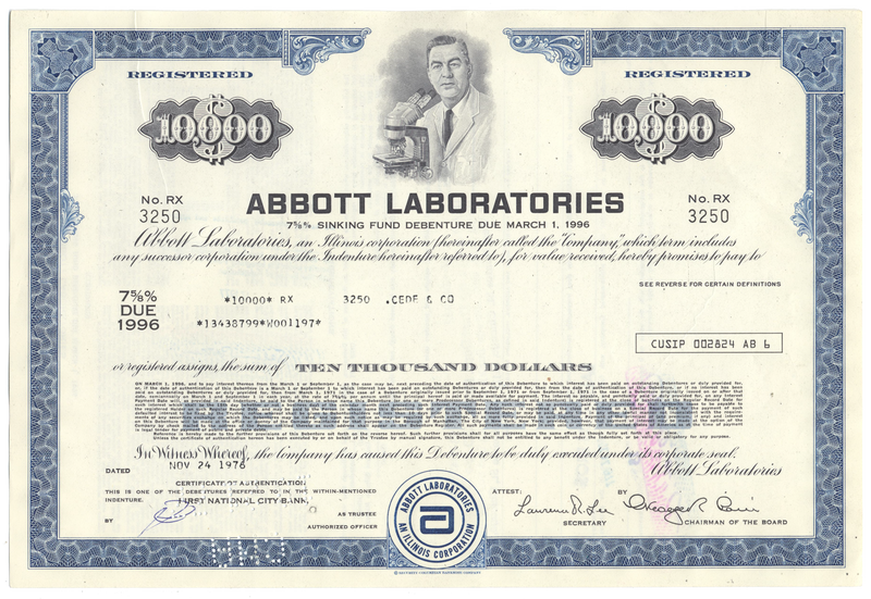Abbott Laboratories Bond Certificate